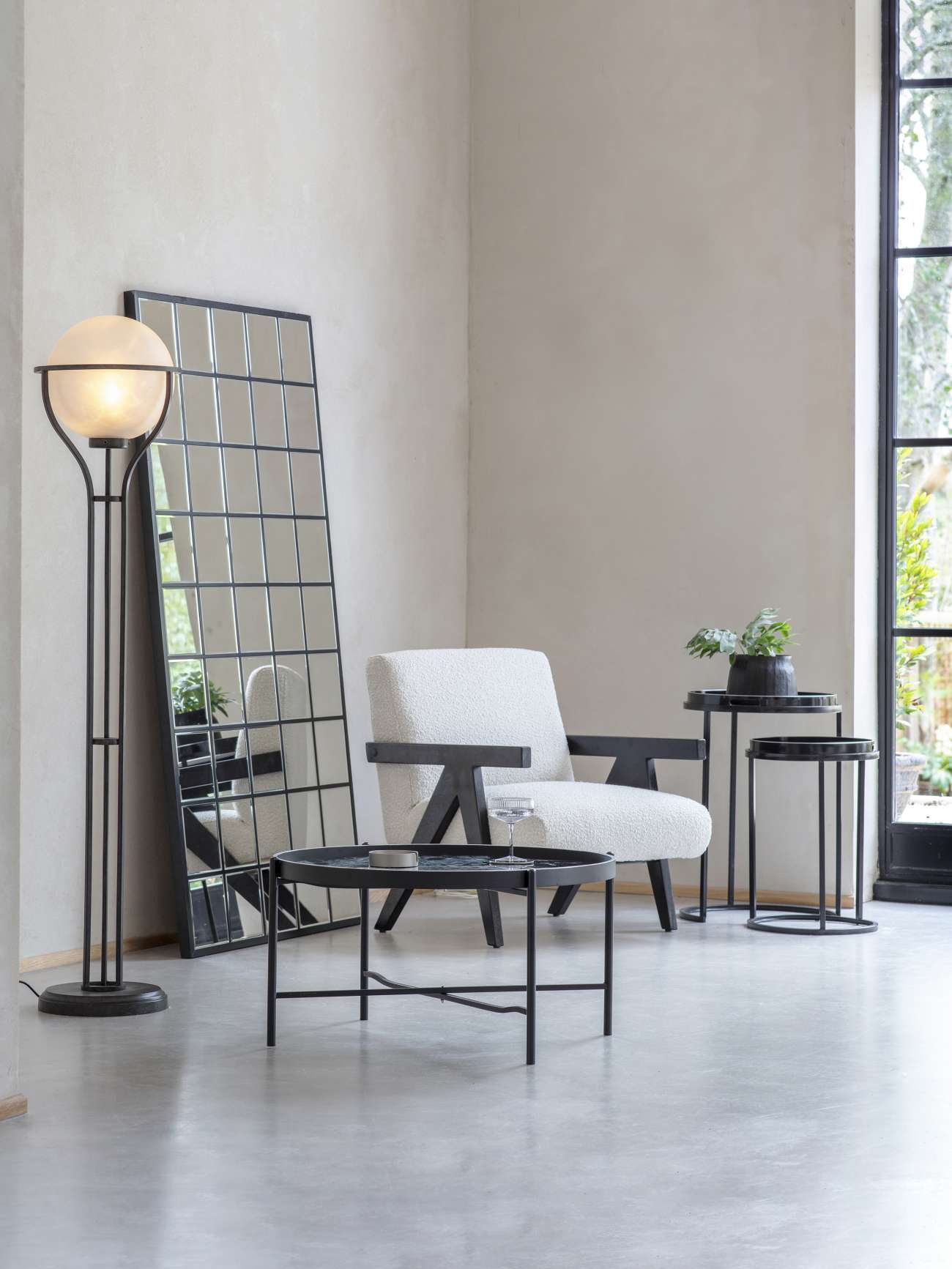 Monochrome Swirl Set of 2 Side Tray Tables