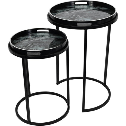 Monochrome Swirl Set of 2 Side Tray Tables