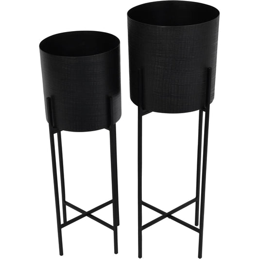 Clyde Floor Standing Matt Black Set of 2 Planters