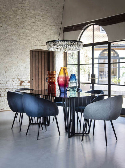 Abington Black Frame and Tinted Glass Dining Table - Pak Tao