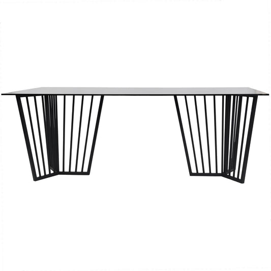 Abington Black Frame and Tinted Glass Dining Table - Pak Tao
