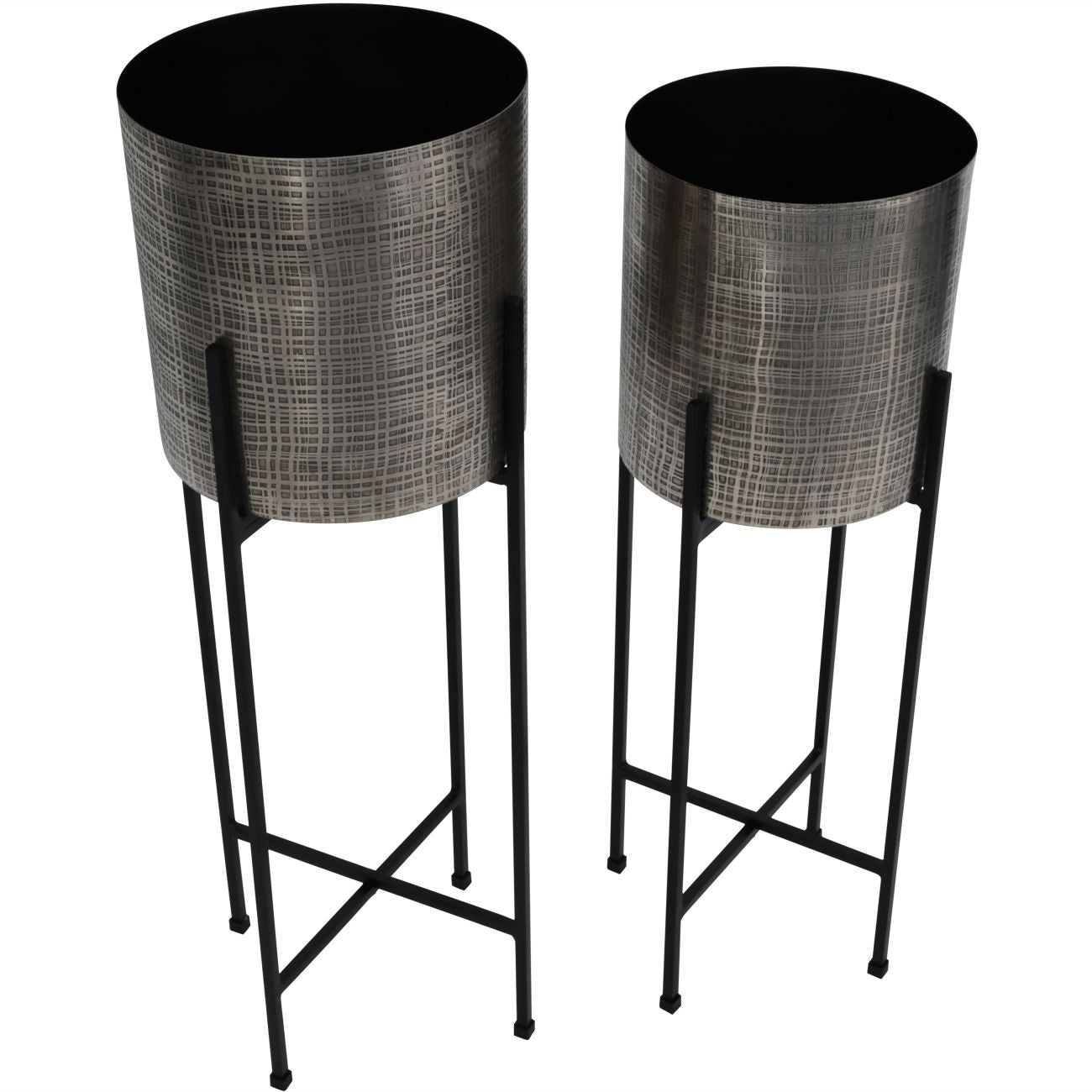 Clyde Floor Standing Nickel Set of 2 Planters