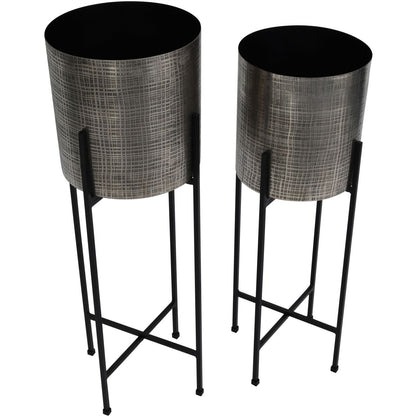 Clyde Floor Standing Nickel Set of 2 Planters