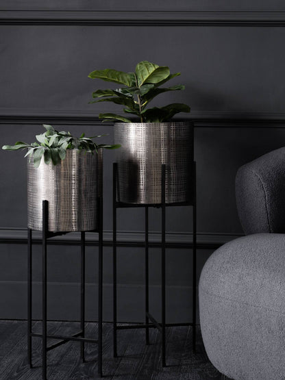 Clyde Floor Standing Nickel Set of 2 Planters