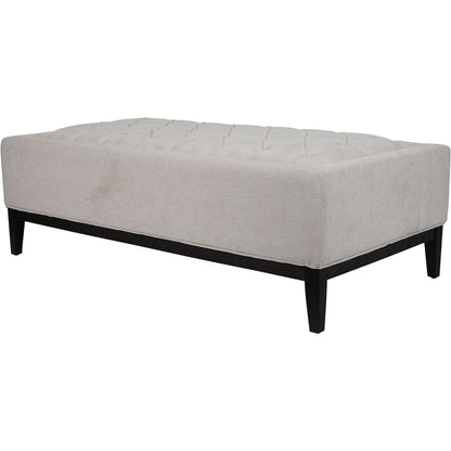 Theodore Buttoned XL Ottoman in Ivory Fabric 140x75x46cm