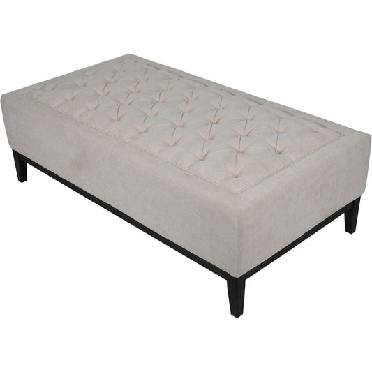 Theodore Buttoned XL Ottoman in Ivory Fabric 140x75x46cm