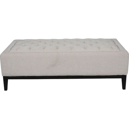 Theodore Buttoned XL Ottoman in Ivory Fabric 140x75x46cm