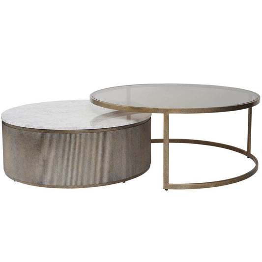 Belvedere Aged Gold Set of 2 Nesting Coffee Tables - Pak Tao