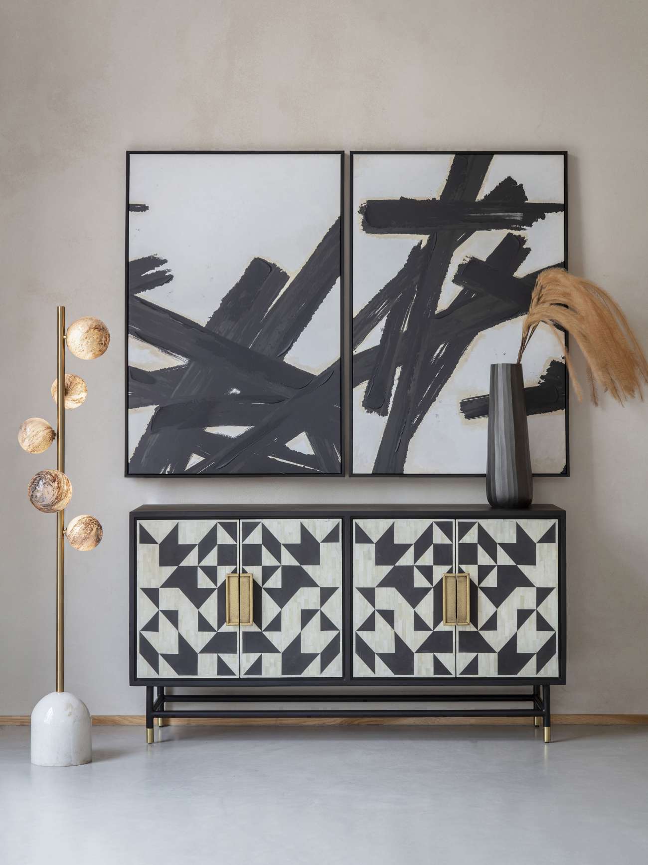 Impasto Brushstrokes Set of 2 Framed Canvas Wall Art 160x120cm