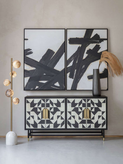 Impasto Brushstrokes Set of 2 Framed Canvas Wall Art 160x120cm