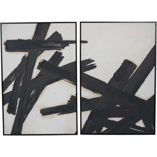 Impasto Brushstrokes Set of 2 Framed Canvas Wall Art 160x120cm