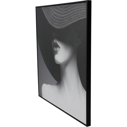 Lady in Hat Framed Canvas 100x100cm
