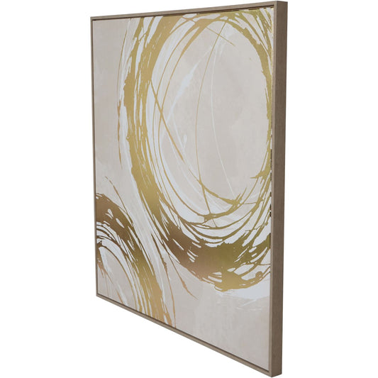 Golden Foiled Circles Framed Canvas Wall Art 100x100cm
