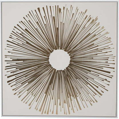 Golden Foiled Sunburst Framed Canvas Wall Art 100x100cm