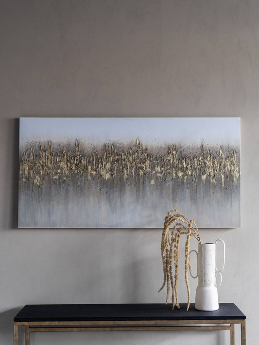 Abstract Golden Reeds Canvas Wall Art 150x75cm