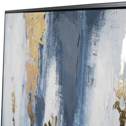 Urbanite Blue Distressed Foiled Framed Canvas Wall Art 140x100cm