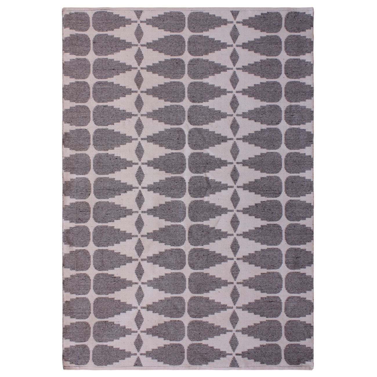 Ayudar Jacquard Woven Ivory Grey & Charcoal 160x230cm PET Rug