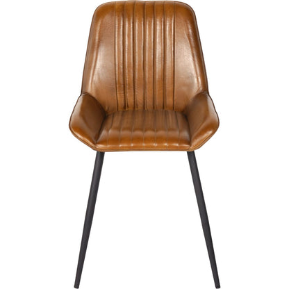 Pair of Pembroke Leather Dining Chairs in Cognac