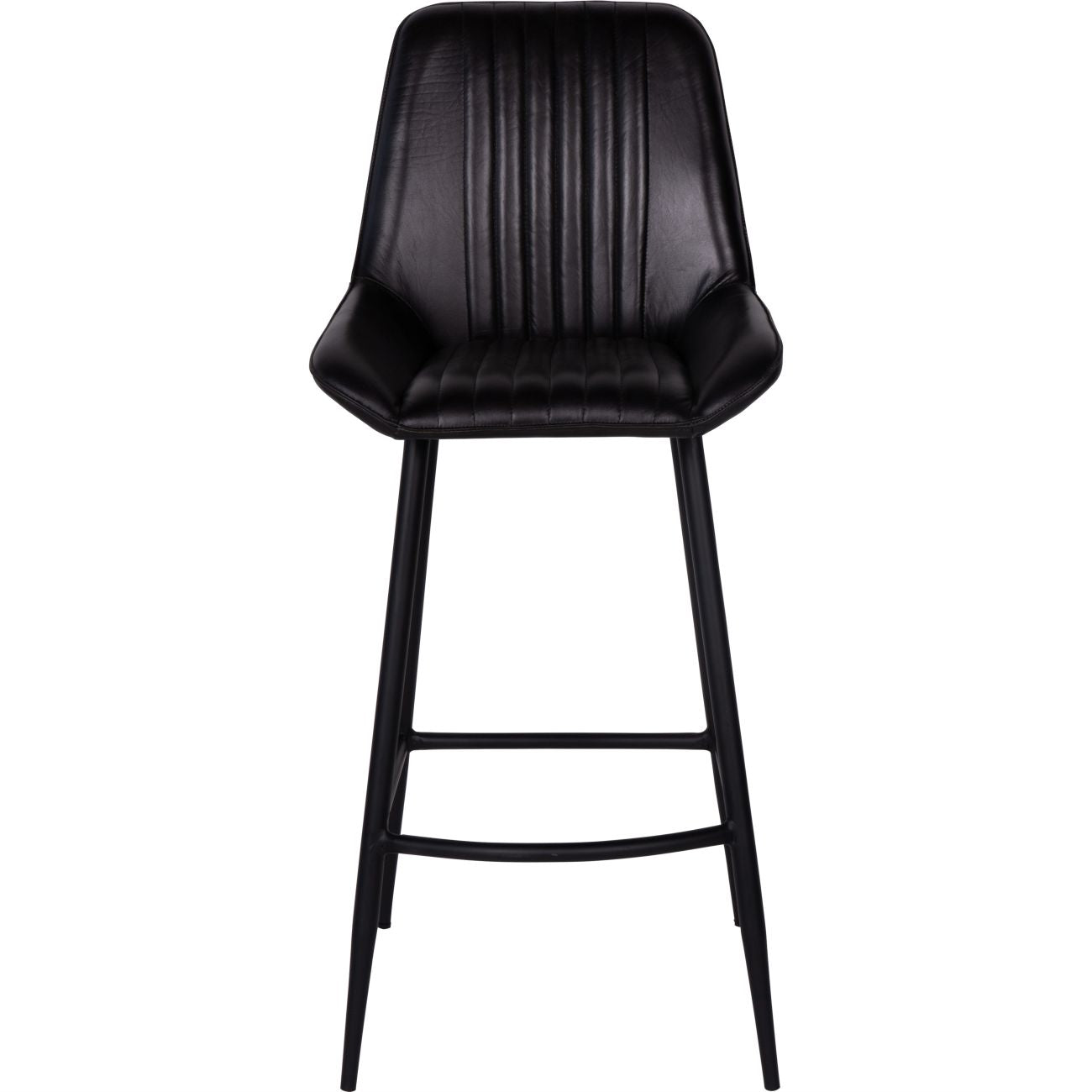 Pair of Pembroke Leather Bar Stools in Charcoal