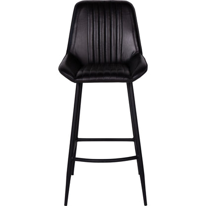 Pair of Pembroke Leather Bar Stools in Charcoal