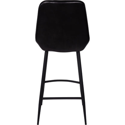Pair of Pembroke Leather Bar Stools in Charcoal