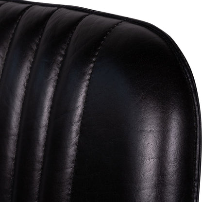 Pair of Pembroke Leather Bar Stools in Charcoal