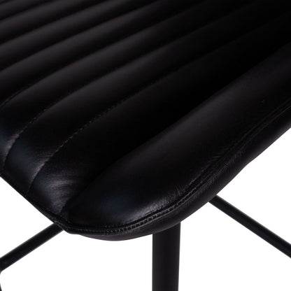 Pair of Pembroke Leather Bar Stools in Charcoal