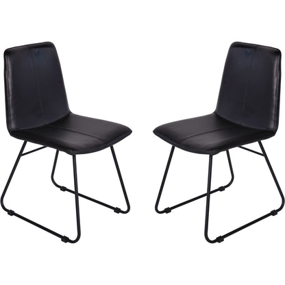 Pair of Robinson Leather Dining Chairs in Charcoal