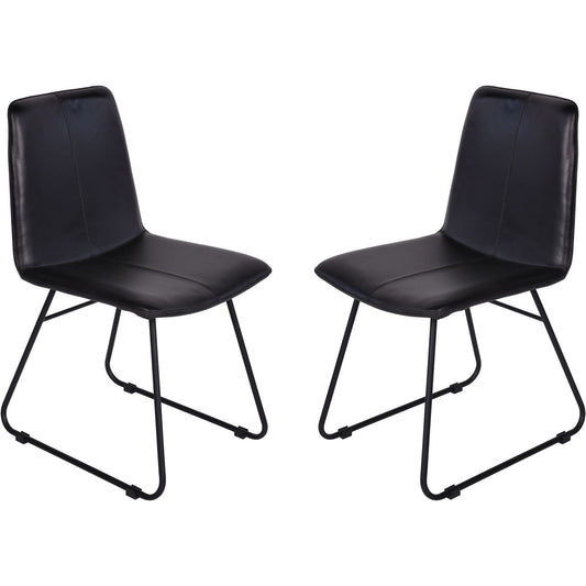 Pair of Robinson Leather Dining Chairs in Charcoal
