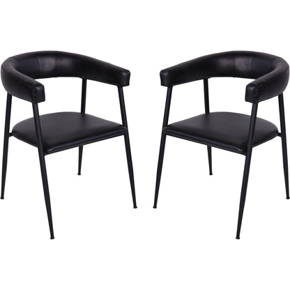 Pair of Churchill Leather Dining Chairs in Charcoal