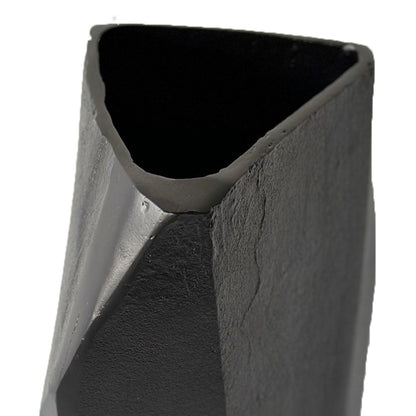 Cast Aluminium Faceted Charcoal Black Vase 45cm