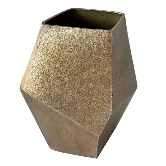 Cast Aluminium Faceted Brass Antique Vase 34cm