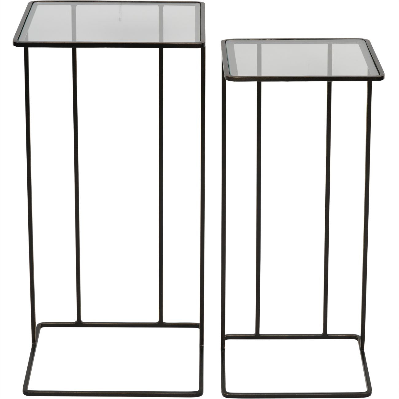 Salzburg Set of 2 Glass and Metal Side Tables Dk Bronze
