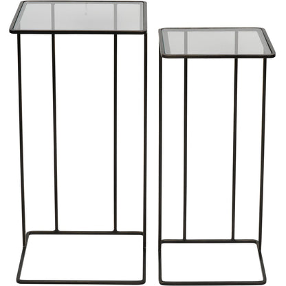 Salzburg Set of 2 Glass and Metal Side Tables Dk Bronze