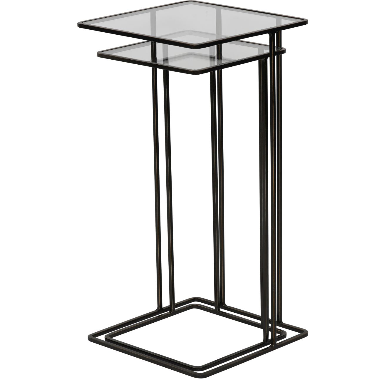 Salzburg Set of 2 Glass and Metal Side Tables Dk Bronze