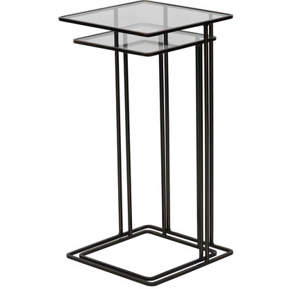 Salzburg Set of 2 Glass and Metal Side Tables Dk Bronze