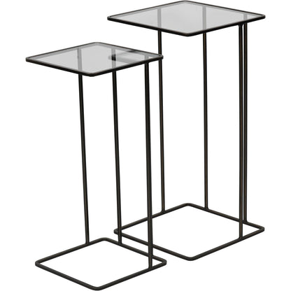 Salzburg Set of 2 Glass and Metal Side Tables Dk Bronze