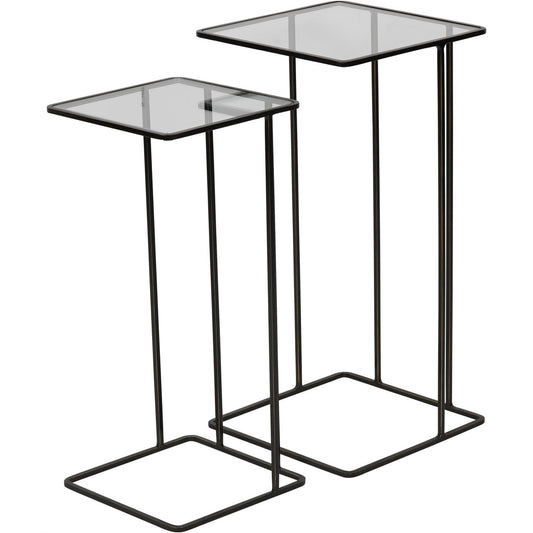 Salzburg Set of 2 Glass and Metal Side Tables Dk Bronze