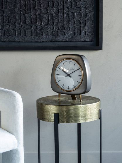 Mid Century Style Aluminium Table Clock Large 28cm