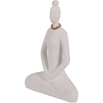 Hand Carved Yoga Lady White Small