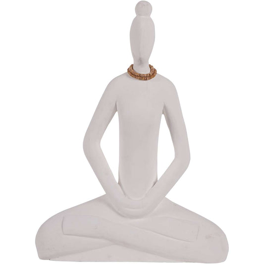 Hand Carved Yoga Lady White Small