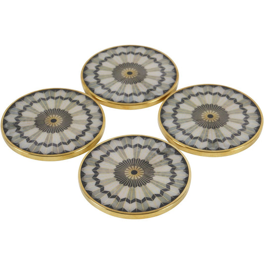 Black Circular Design Set of 4 Coasters