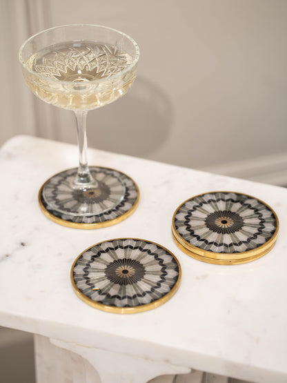 Black Circular Design Set of 4 Coasters