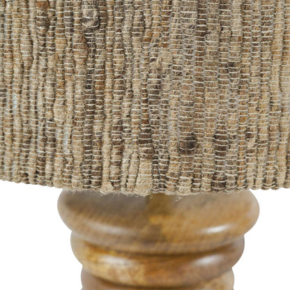 Leon Solid Wood Table Lamp with Silk Jute Shade Large