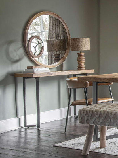 Leon Round Solid Wood Medium Mirror 90cm