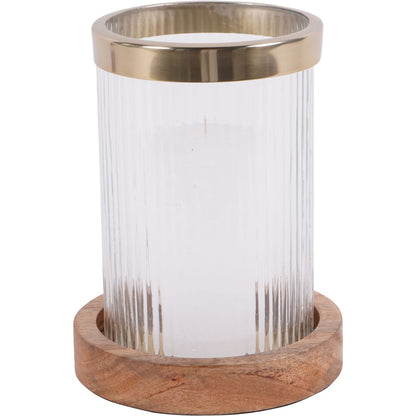 Laura Ashley Small Ribbed Reed Glass Hurricane