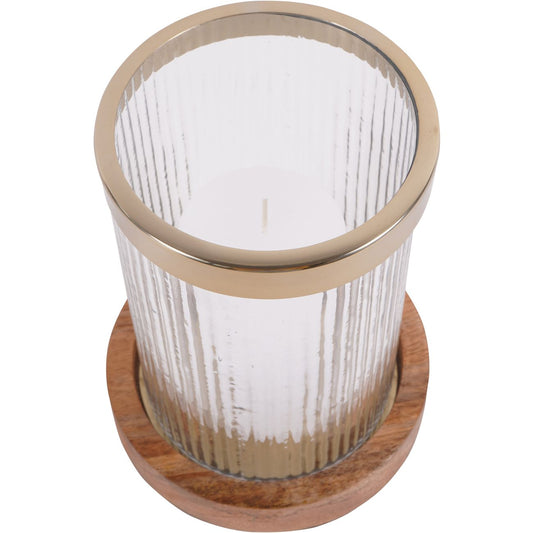 Laura Ashley Small Ribbed Reed Glass Hurricane
