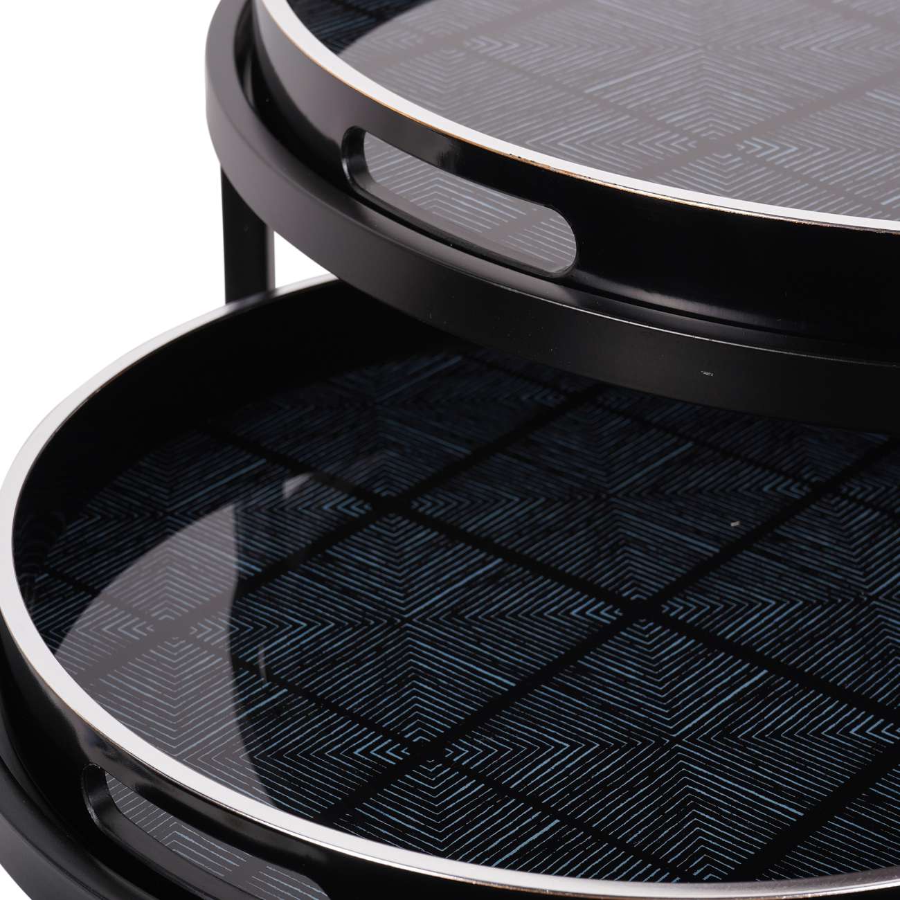 Squares Pattern Set Of 2 Side Tray Tables