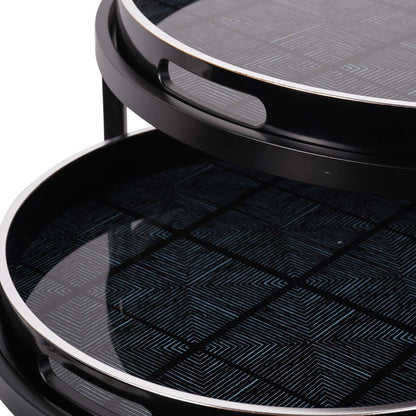 Squares Pattern Set Of 2 Side Tray Tables