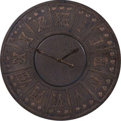 Dempsey Antique Black Metal Outdoor Wall Clock